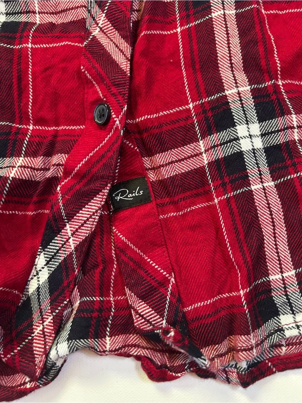 Rails Red Plaid Button Down Flannel Shirt Women’s XL NWT Lightweight Rayon Top - Picture 3 of 8